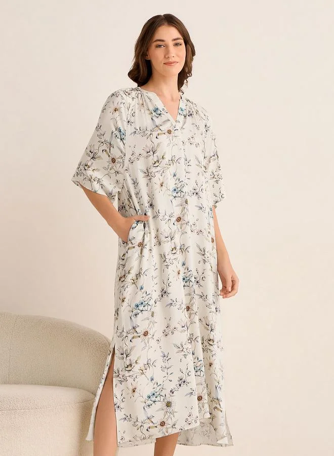 سبلاش فيڤ Midi Floral Print Kaftan Night Dress Modal